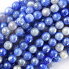 Mystic Titanium Faceted Blue Stripe Agate Round Beads 15