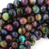 Galaxy Rainbow Tiger Eye Round Beads Gemstone 15