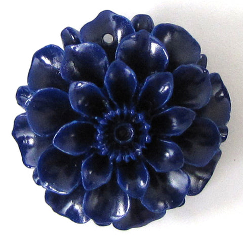 10mm synthetic dk blue coral carved chrysanthemum flower pendant bead 10pcs