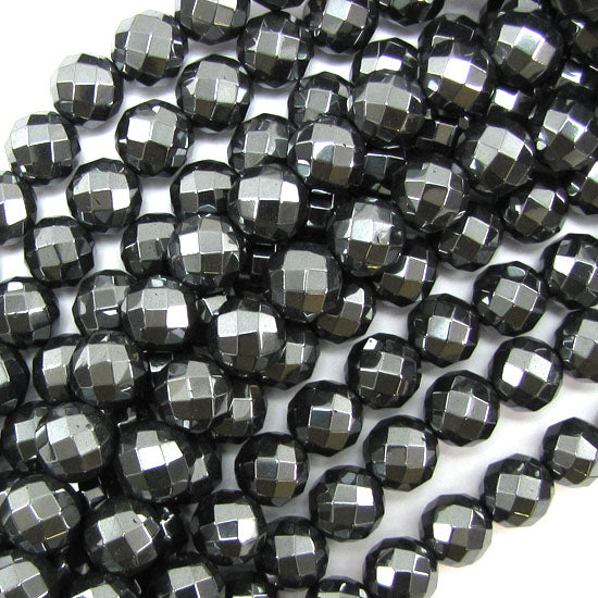 Natural Faceted Hematite Round Beads 15.5" Strand 3mm 4mm 6mm 8mm 10mm