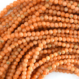 Natural Orange Calcite Round Beads Gemstone 15.5