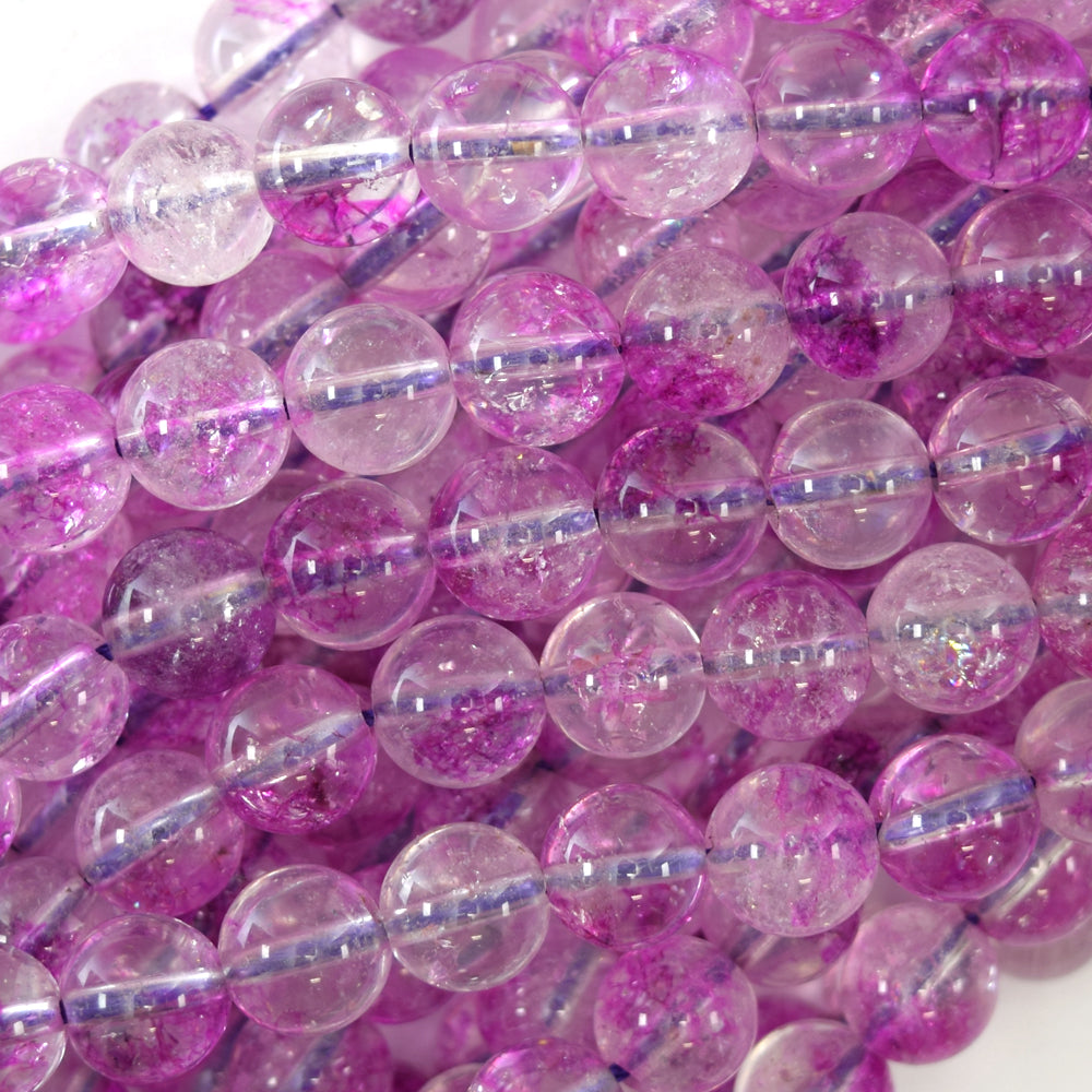 8mm purple crystal quartz round beads 15" strand