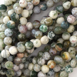 Natural Green White Tree Agate Round Beads Gemstone 15