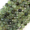 Natural Faceted Green Prehnite Round Beads Gemstone 15.5