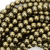 Pyrite Colored Hematite Round Beads Gemstone 15.5