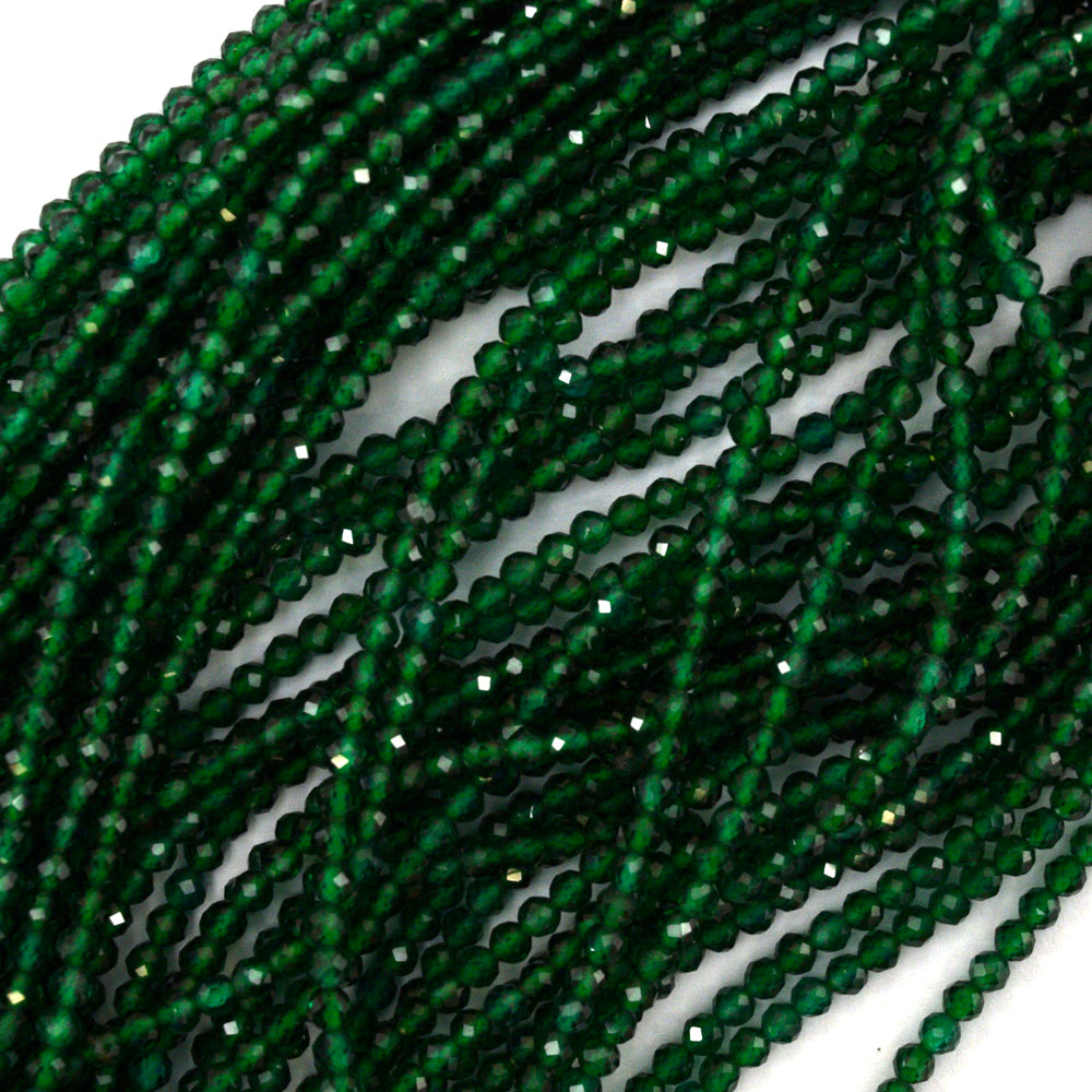 2mm faceted green emerald quartz round beads 15.5" strand