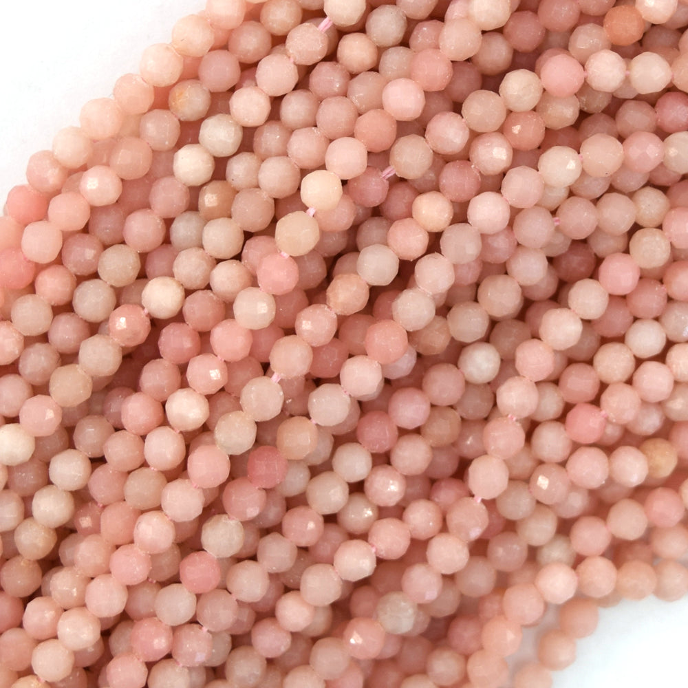 Natural Faceted Pink Opal Round Beads 15.5" Strand 2mm 3mm 4mm
