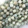 Natural Blue Aquamarine Prism Double Point Cut Faceted Beads 15.5