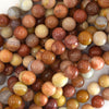 10mm brown petrified wood agate round beads 15
