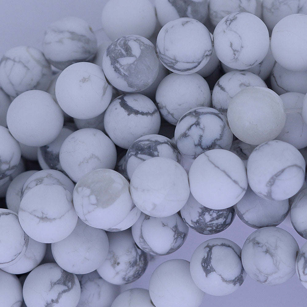 Natural Matte White Howlite Round Beads Gemstone 15"Strand 4mm 6mm 8mm 10mm 12mm