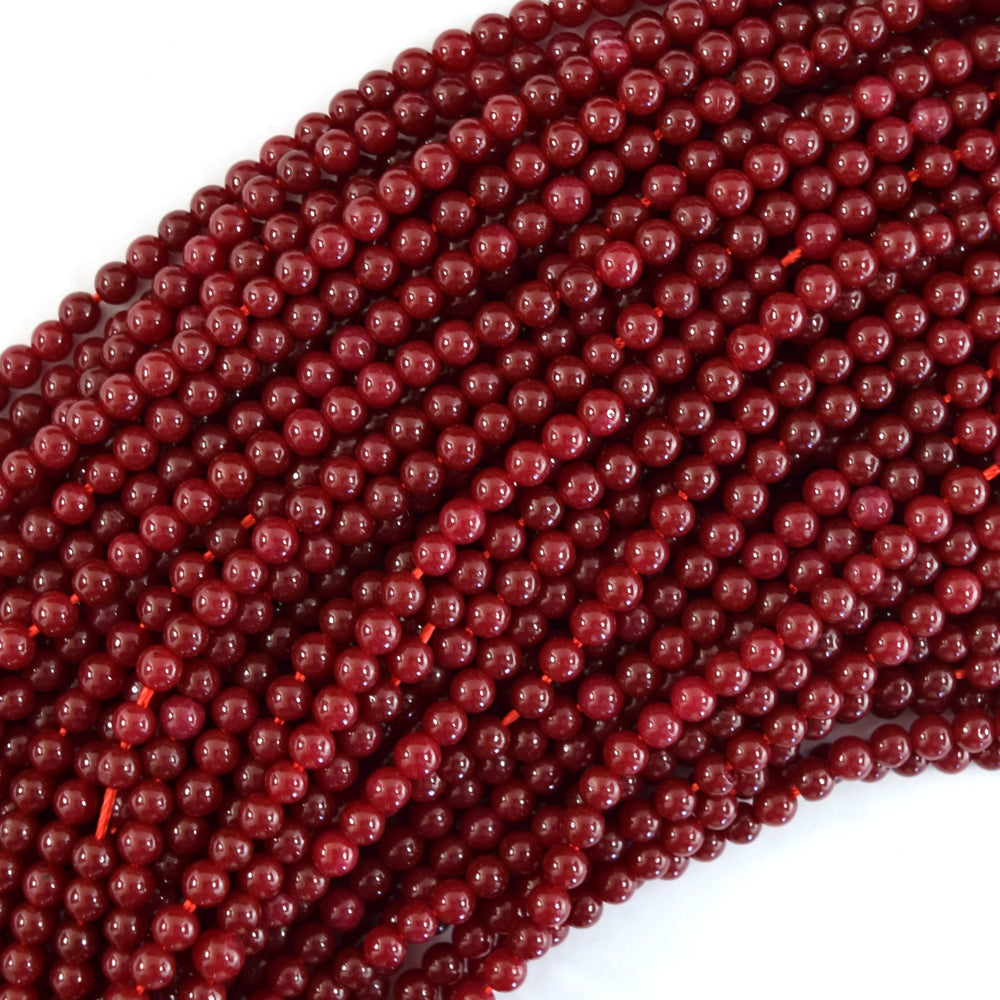 Ruby Red Jade Round Beads Gemstone 15" Strand 3mm 4mm 6mm 8mm 10mm 12mm