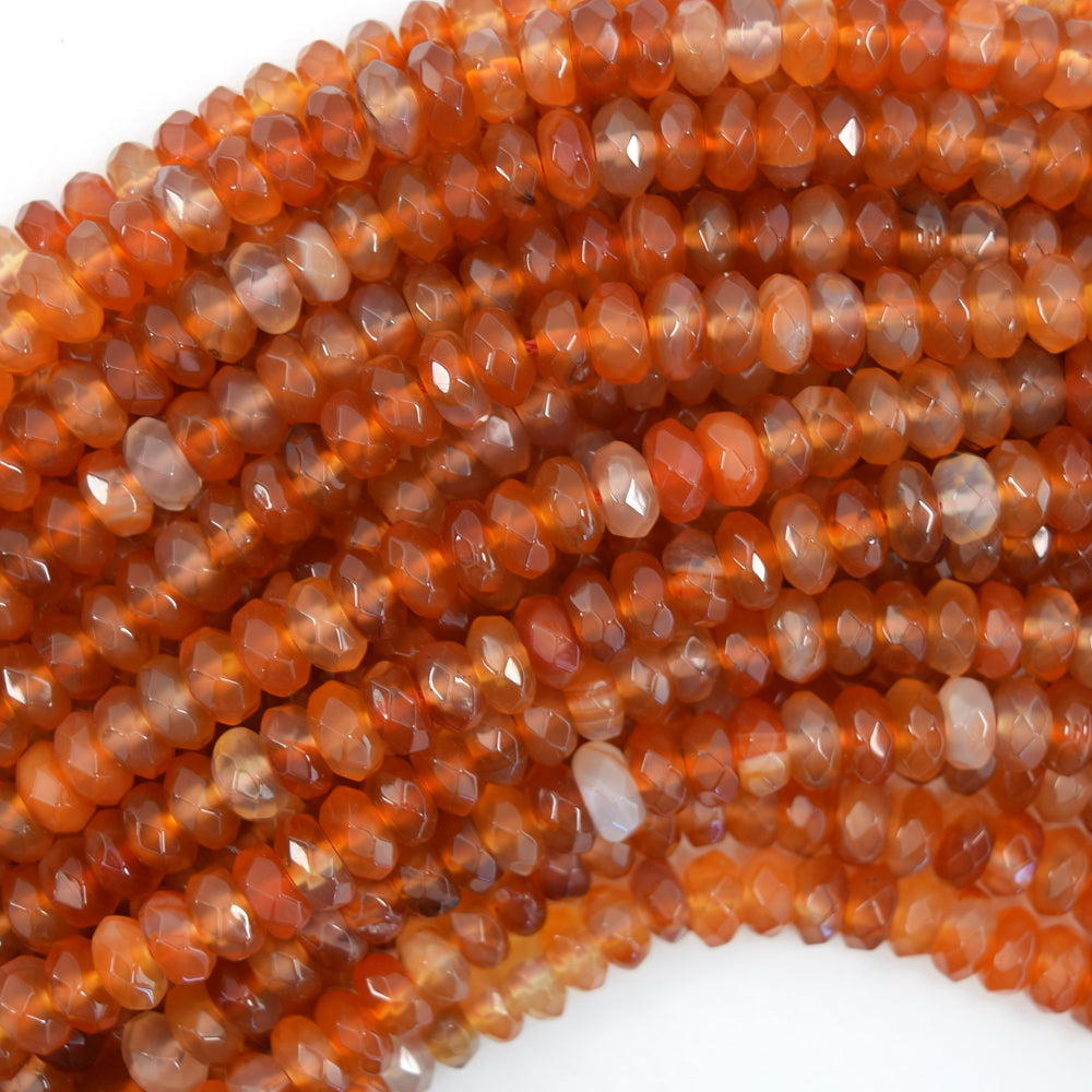 8mm faceted carnelian rondelle beads 15" strand