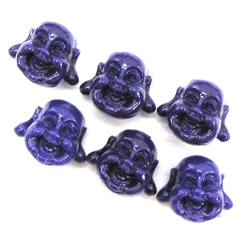 12mm synthetic dk blue coral carved chrysanthemum flower pendant bead 10pcs