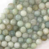 Natural Faceted Light Blue Aquamarine Round Beads 15.5
