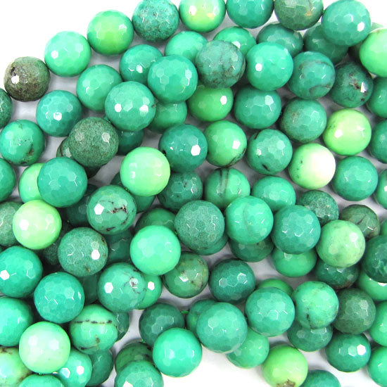 Natural Faceted Green Chrysoprase Round Beads Gemstone 15.5" Strand 4mm 6mm 8mm