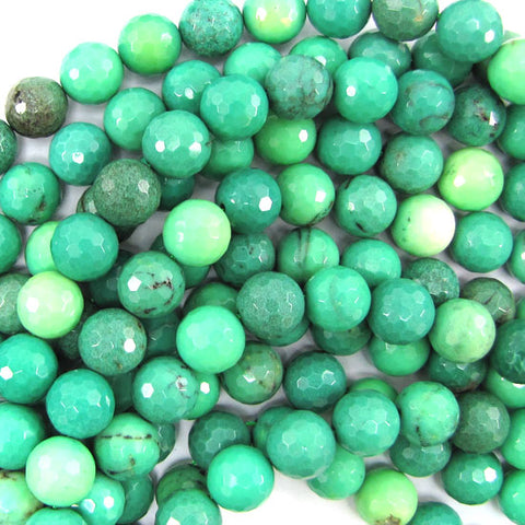 Natural Faceted Australian Brown Green Chrysoprase Round Beads 15.5" 3mm 4mm