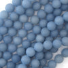 8mm matte blue angelite round beads 16