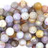 Natural Faceted Brown Cream Crazy Lace Agate Round 15.5