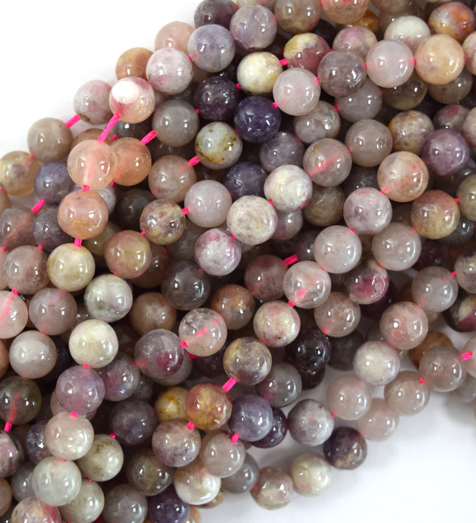 Natural Light Purple Pink Tourmaline Round Beads 15.5" Strand 4mm 6mm 8mm 10mm