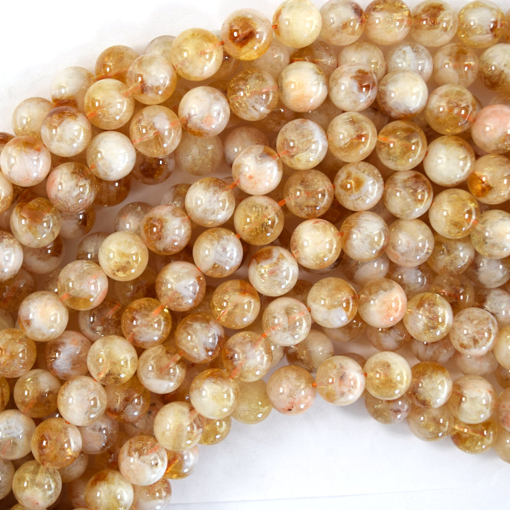 A grade Natural Yellow Citrine Round Beads 15" Strand 4mm 6mm 8mm 10mm 12mm S1