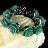 20mm blue synthetic coral carved rose flower bracelet 7