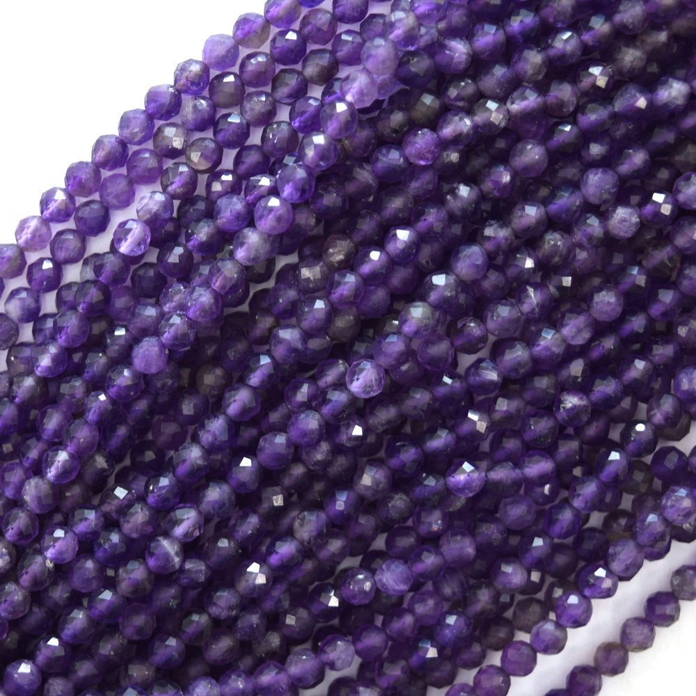 Natural Faceted Purple Amethyst Round Beads 15" Strand 3mm 4mm 6mm 8mm 10mm S1