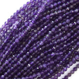 Natural Faceted Purple Amethyst Round Beads 15