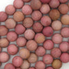 Natural Matte Pink Rhodonite Round Beads 15