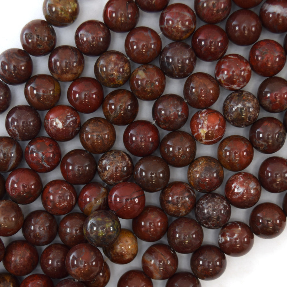 Natural Dark Poppy Jasper Round Beads Gemstone 15" Strand 4mm 6mm 8mm 10mm 12mm