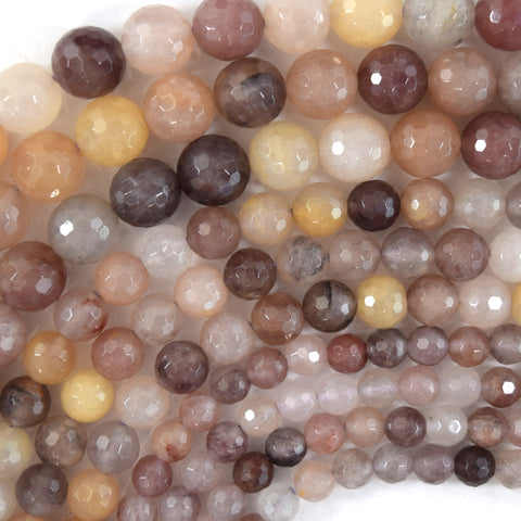 Natural Faceted Clear Crystal Quartz Round Beads 15" Strand 6mm 8mm 10mm