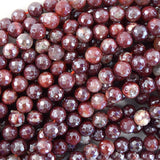 Mystic Titanium Faceted Red Fire Agate Round Beads 15