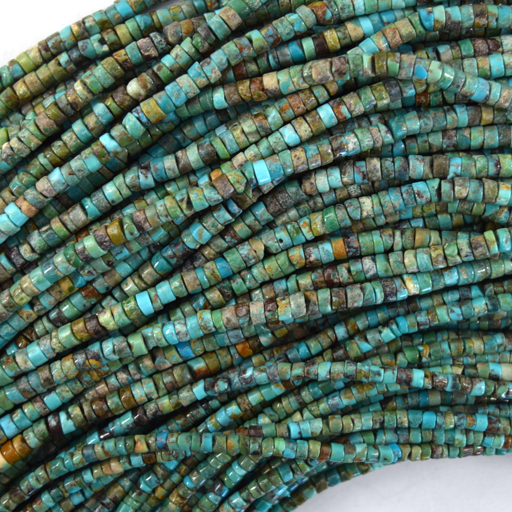 Natural Brown Green Turquoise Heishi Disc Beads Gemstone 15.5" Strand 3mm 4mm