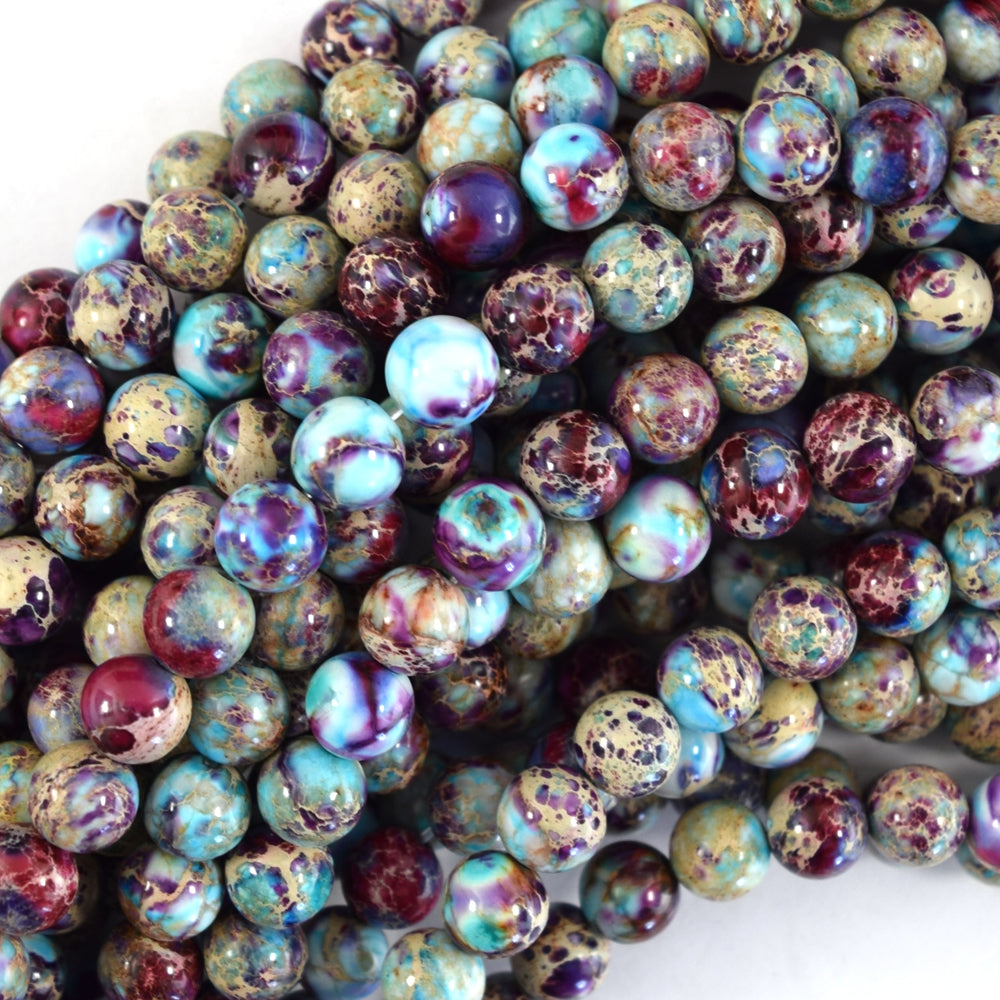 Galaxy Purple Blue Sea Sediment Jasper Round Beads 15.5" 4mm 6mm 8mm 10mm S2