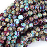 Galaxy Purple Blue Sea Sediment Jasper Round Beads 15.5
