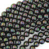 Rainbow Peacock Shell Pearl Round Beads 15.5