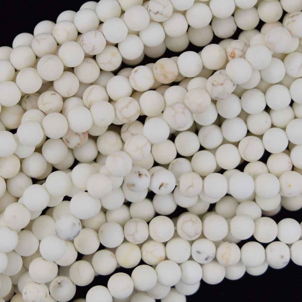 Matte White Turquoise Round Beads Gemstone 15.5" Strand 4mm 6mm 8mm 10mm 12mm