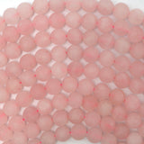 Matte Pink Rose Quartz Round Beads Gemstone 15