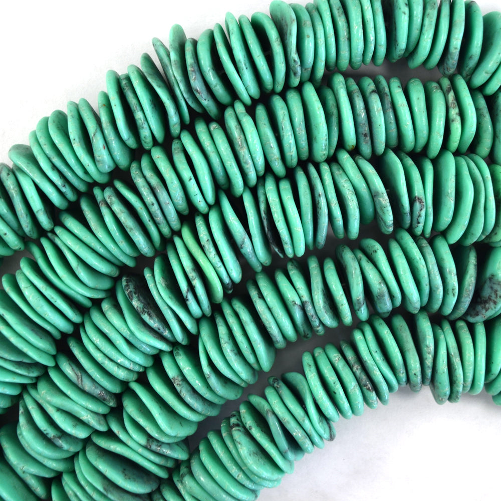 10mm - 18mm Graduated Turquoise Disc Button Beads 16" Brown Blue L Green M Green D Green