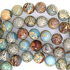 Natural Brown Blue Snake Skin Jasper Round Beads 15