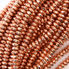 Faceted Rose Gold Hematite Rondelle Button Beads 15.5
