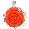 2 pieces 40mm synthetic coral carved rose flower pendant with bail rose pink