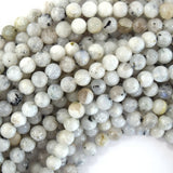 Natural Black Matrix Moonstone Round Beads 15.5