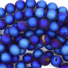 Matte Blue Druzy Agate Round Beads Gemstone 15