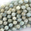 Natural Blue Aquamarine Prism Double Point Cut Faceted Beads 15.5