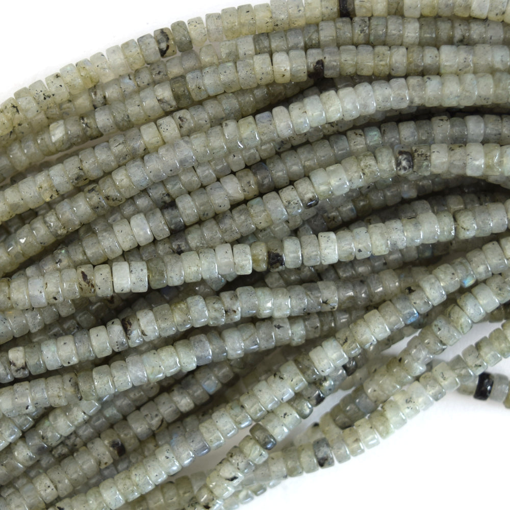 4mm natural gray labradorite heishi disc beads 15.5" strand