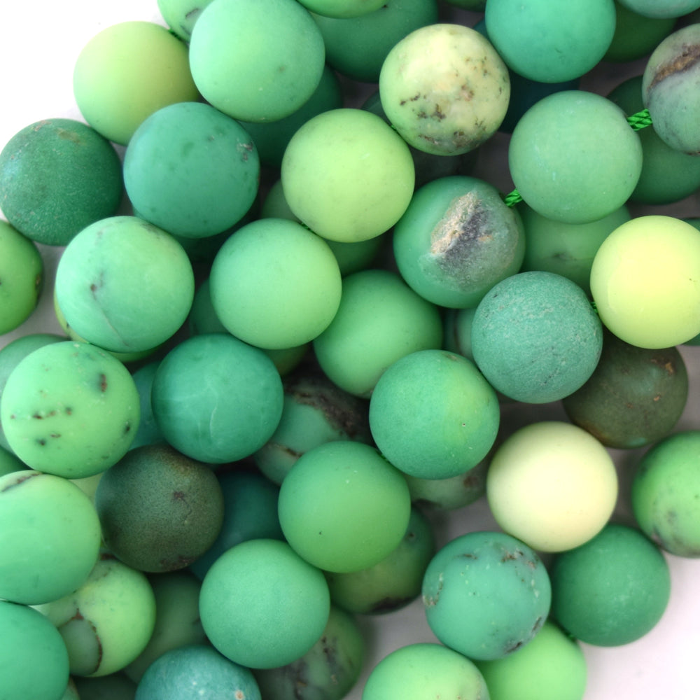 Natural Matte Green Chrysoprase Round Beads 15.5" Strand 4mm 6mm 8mm 10mm