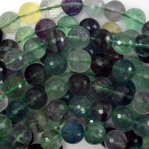 6mm - 8mm natural rainbow fluorite pebble nugget beads 15.5" strand