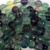 Natural Faceted Rainbow Fluorite Round Beads Gemstone 15