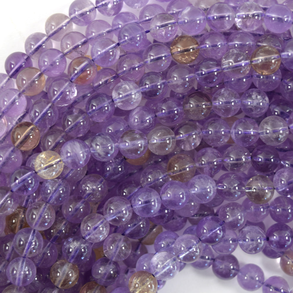 AA Natural Ametrine Round Beads Gemstone 15.5" Strand 6mm 8mm 10mm