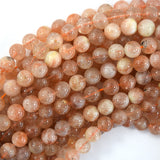 Natural Orange Gold Sunstone Round Beads Gemstone 15